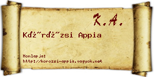 Körözsi Appia névjegykártya
